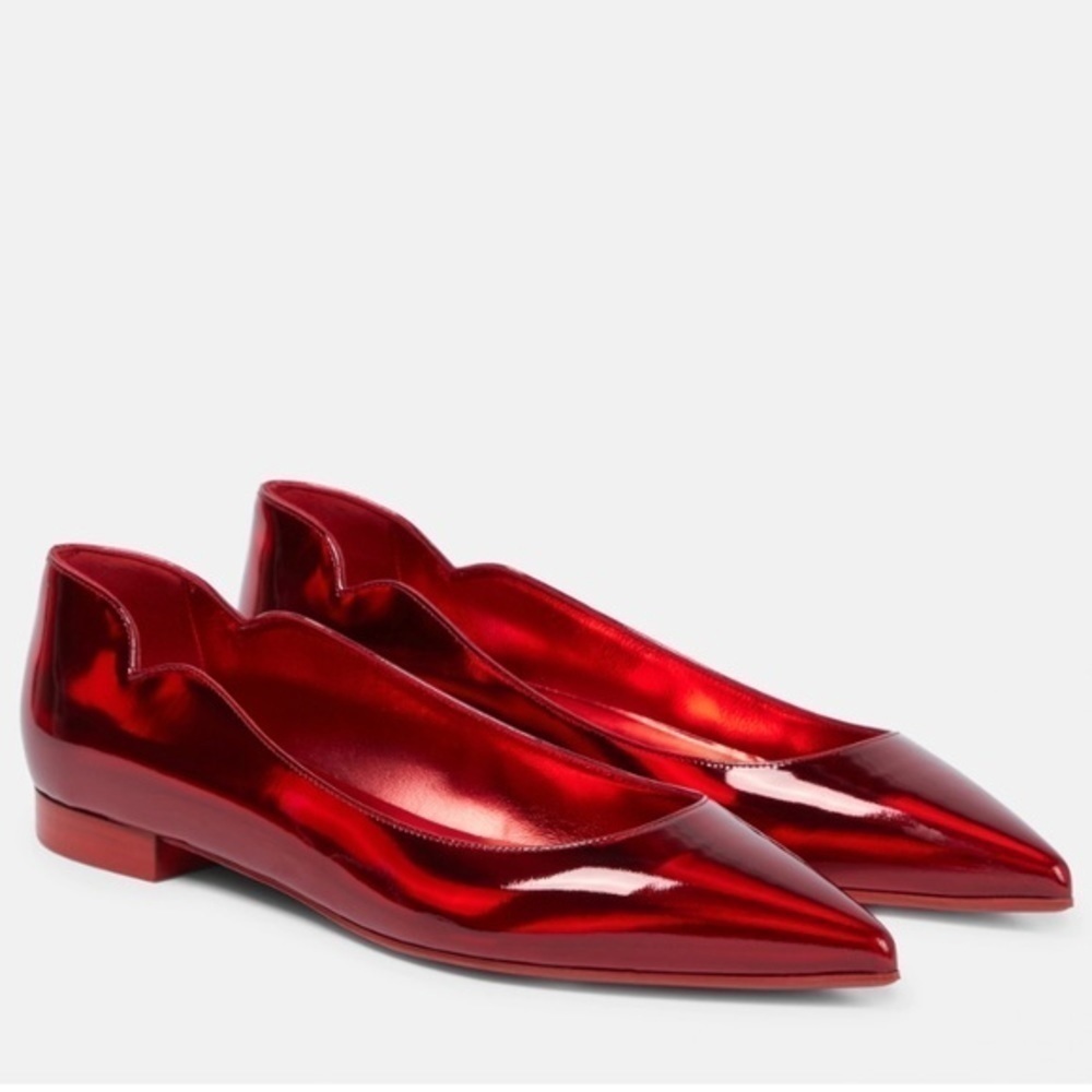 Christian Louboutin Metallic Red Pointed-Toe Flats